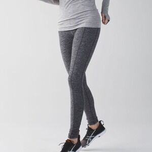 Lululemon Run: Turn Around Tight‎ Heathered Black High Rise Size 4